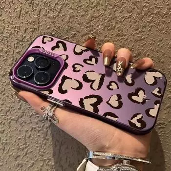 Чехол Heart Leopard для iPhone 16 Samsung A55 A35 M35 S24 FE Xiaomi Redmi Note 13 Pro 14C Huawei Honor 200, противоударный бампер для телефона с защитой от царапин Samsung A54 5G