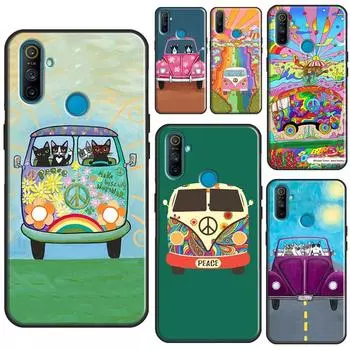 Чехол Hippy Peace Bus Cat для OnePlus 9R 8T Nord2 9 10 Pro для OPPO Realme 9i 8i 8 Pro GT Neo 2 GT Master Cover Realme GT(Neo)