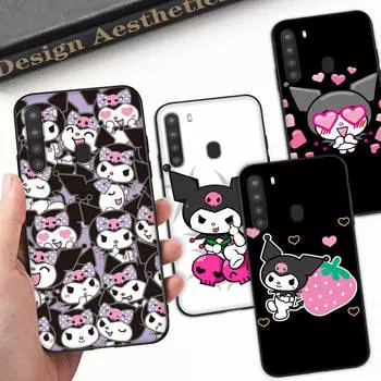 Чехол HK10 Cut Kuromi Black Sofe для iPhone 16 15 Plus 14 13 Pro 8 SE XR XS Max P30 Nova 5T Y5P Y6 Y7 Y8P Y9 Realme C30 C33 C31 VIVO Y36 V27 Huawei Nova 4E капри