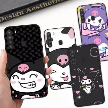 Чехол HK12 Lovely Kuromi Black Sofe для Samsung Note 20 Lite S24 Ultra S23 A03 A05 A06 A11 A71 A15 A16 A13 A24 A25 A33 A52 A53 A50 M55 M35 Plus Samsung A02 зелёный