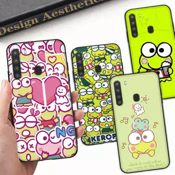 Чехол HK16 Frog Keroppi Black Sofe для iPhone 16 15 Plus 14 13 Pro 8 SE XR XS Max P30 Nova 5T Y5P Y6 Y7 Y8P Y9 Realme C30 C33 C31 VIVO Y36 V27 iPhone XS Max капри