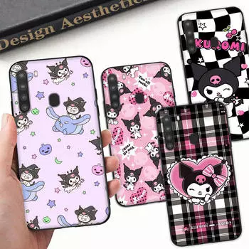 Чехол HK25 Kuromi Cartoon Black Sofe для Samsung Note 20 Lite S24 Ultra S23 A03 A05 A06 A11 A71 A15 A16 A13 A24 A25 A33 A52 A53 A50 M55 M35 Plus Samsung S24 Plus арлекин
