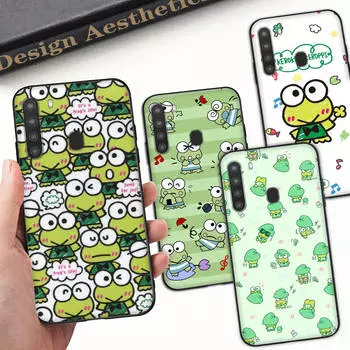Чехол HK26 Keroppi Cartoon Black Sofe для iPhone 16 15 Plus 14 13 Pro 8 SE XR XS Max P30 Nova 5T Y5P Y6 Y7 Y8P Y9 Realme C30 C33 C31 VIVO Y36 V27 iPhone 6 Plus зелёный