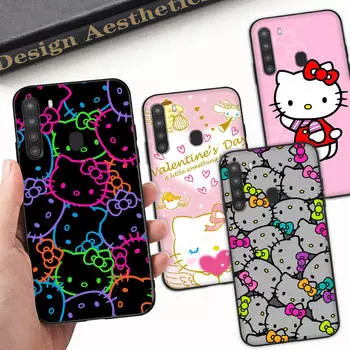 Чехол HK8 Cute Hello KittyBlack Sofe для Xiaomi Poco X6 X4 M5 M6 F5 F6 C65 C55 C50 C51 C40 Pro Redmi 14C A3X 13C 12C 11T 10A 9C Note 7 6 8A Plus Redmi 9A кожа буйвола