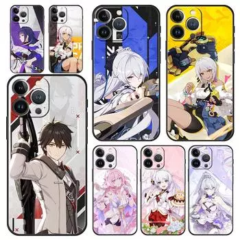 Чехол Honkai Impact 3rd Game Luxury для iPhone 13 15 14 12 11 Pro MAX XR X SE XS 7 8 Plus, черный силиконовый защитный чехол iPhone 7 8 SE