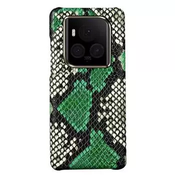 Чехол Honor Magic6 Ultimate из натуральной кожи питона, получехол, защитный чехол из натуральной кожи Honor Magic 6 зелёный