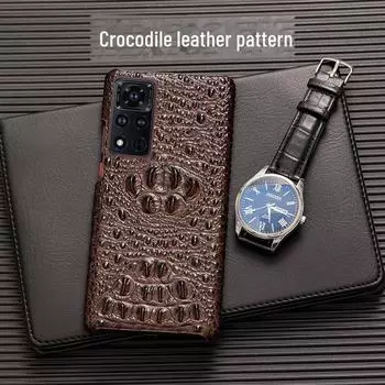 Чехол Honor V40/V30Pro/V20 из натуральной кожи с черепом и полуобложкой Honor V40 Lite Edition коричневый