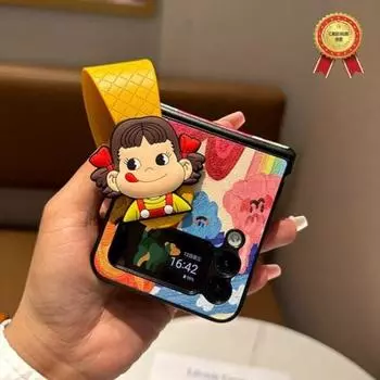 Чехол Hub Z Flip 4 Чехол Milk Girl Персонаж Предотвращение падения Шарнир Защита Цветной ремешок Подставка Galaxy Pekojjang