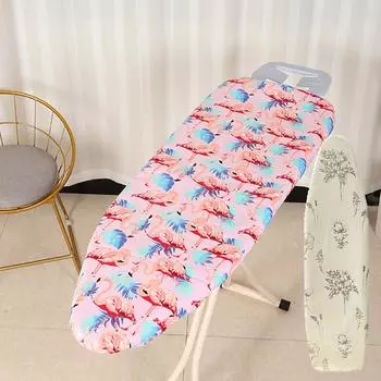 Чехол и подкладка для гладильной доски 150 x 50 см. Сменная термостойкая подкладка с эластичным краем. Элегантный напечатанный розовый фламинго. 1PC
