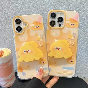 Чехол Ins Chic Cheese для iPhone 16 с подушкой безопасности, прозрачный, эстетичный, стильный, мягкий, прочный, симпатичный, защитный чехол из ТПУ для iPhone 13, 14, 15, 16 Pro Max iPhone 16 Pro Max