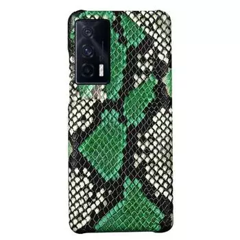 Чехол iQOO Neo5 из кожи питона с полуобложкой Contact for other models зелёный