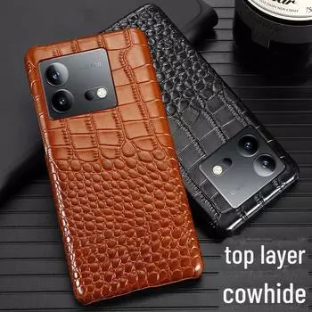 Чехол iQOO Neo8 с полуобложкой из натуральной кожи с крокодиловым узором Neo 9 коричневый