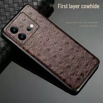 Чехол iQOO Neo9 из воловьей кожи с рисунком под страуса для Neo9Pro iQOO Neo 7 Racing Edition чёрный