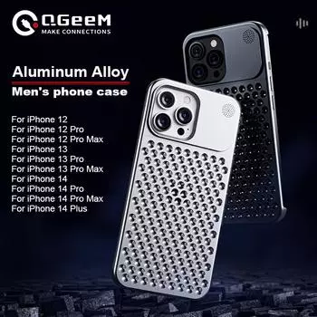 Чехол из алюминиевого сплава для Iphone 15 14 Pro Max, чехол для Iphone 12 13 Pro, чехол для iPhone, полый рассеиватель тепла, подходит для защиты от падения For iPhone 12 синий