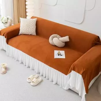 Чехол из бархата для дивана с кружевными оборками, нескользящий диван, кресло, кушетка, защита для домашних животных, дропшиппинг 180x130cm темно серый