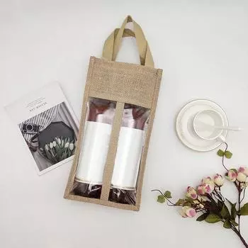 Чехол из джута для красного вина с усиленной ручкой, сумка для бутылки вина, универсальная сумка для упаковки красного вина и пива на свадьбу, праздник