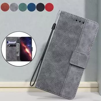 Чехол из геометрической тисненой кожи для Huawei Honor X60i X6B X9B X8B X7B Honor200 Nova12 с подставкой, отделениями для карт, чехлом-книжкой для Huawei Honor90 9X 7A Huawei Enjoy 7S 2017 серый