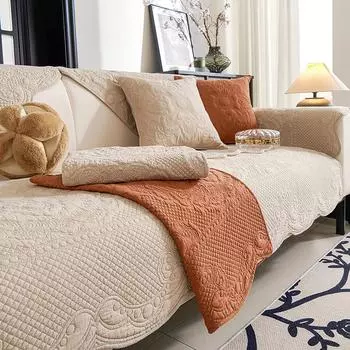 - Чехол из хлопка в стиле французского ретро, на стул, на 3 места, чехол для дивана с вышивкой, подушка для дивана в форме буквы L с противоскользящим эффектом, всесезонный 70x70cm 1pc