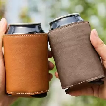 Чехол из искусственной кожи для банок с пивом, газировкой, изолированный чехол для холодных напитков, легко чистится, отличный подарок для мужчин и женщин