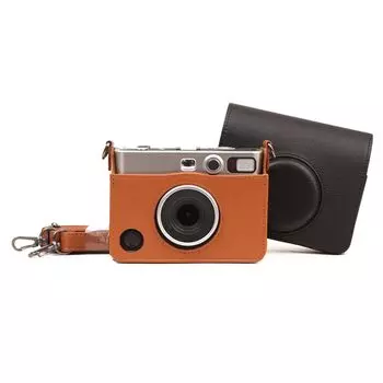 Чехол из искусственной кожи для камеры Mini для Polaroid Mini EVO Hybrid для моментальной пленки, съемный с плечевым ремнем EVO, камера, дизайн, (КОРИЧНЕВЫЙ) коричневый