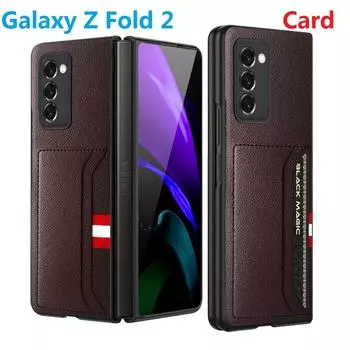 Чехол из искусственной кожи для Samsung Galaxy Z Fold 2, тонкий, защитный чехол для карты PU красный