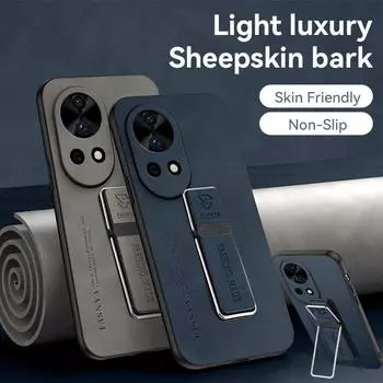 Чехол из искусственной кожи из овчины для Huawei Nova 12 Pro 11 10 SE 9 8 7 Y90 Y70 Y61 Mate 60 50 40 30 20 Honor X7A X8 X9A X9B X50, чехол с кронштейном для телефона Huawei P20Lite вино красного