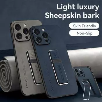 Чехол из искусственной кожи из овчины для iPhone 15 Pro Max 14 Plus 13 12 11 XR X 7 8 Plus SE 2022, модный чехол с мягкой рамкой и жесткой задней крышкой, кронштейн для телефона iPhone 12Mini вино красного