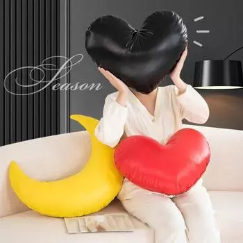 Чехол из искусственной кожи, подушка для дивана, в форме сердца и луны, полипропиленовая хлопковая подушка, подушка для влюбленных, подарок на фестиваль красный