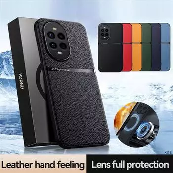 Чехол из искусственной кожи с магнитным креплением для Huawei Nova 13 Pro Nova 12S 12 SE, защитная задняя крышка, чехол, чехол, чехол Huawei Nova 13 Pro чёрный