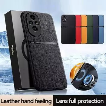 Чехол из искусственной кожи с магнитным покрытием для Honor 200 Pro, защитный чехол для Honor 200 Lite, твердый чехол, чехол Fundas Capa For Honor 200 чёрный