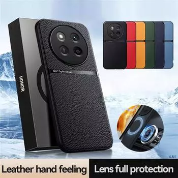 Чехол из искусственной кожи с магнитным покрытием для Honor Magic 7 Lite Magic 6 X9c X9b, защитный чехол, твердый чехол, чехол, чехол, чехол Honor Magic 7 Lite чёрный