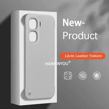 Чехол из кожи бизнес-класса Litchi Grain Leather для vivo iQOO Neo10 9s Pro Plus 8 7 6 Pro Z9 Turbo+ Z8, ультратонкий, безрамный, матовый, с защитой от отпечатков пальцев, жесткий чехол для ПК iQOO Neo10 чёрный