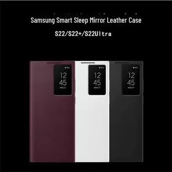 Чехол из кожи для Samsung S22/Ultra — без откидной крышки Samsung S22 (without chip) чёрный