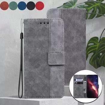 Чехол из кожи с геометрическим тиснением для Google Pixel 9A/8A/Pixel 7A/Pixel 9/Pixel 6 6A, подставка-кошелек с отделениями для карточек для Google Pixel 5 5A Pro Google Pixel 9A серый