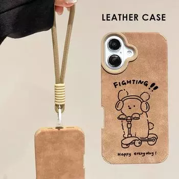 Чехол из кожи с милым рисунком Fighting Puppy + ремешок на запястье, защитный чехол из мягкого силикона для iPhone iPhone X золотой