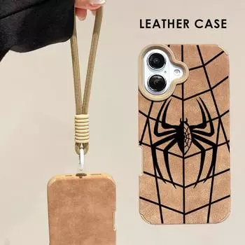 Чехол из кожи с принтом паука + ремешок на запястье, защитный чехол из мягкого силикона для iPhone iPhone X золотой