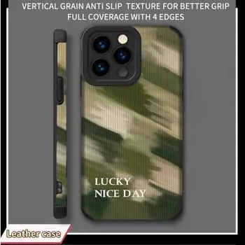 Чехол из кожи с вертикальным зернистым рисунком, 3D-печатным узором, противоударный, мягкий силиконовый чехол с полной защитой объектива камеры для iPhone iPhone 15 Pro Max