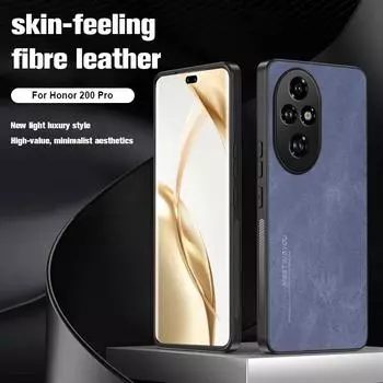 Чехол из кожи Skin Sensation Fibre для Honor 200 Pro Honor200 100 90 Pro 80 70 60 Pro X50 X40 с матовой мягкой рамкой из ТПУ и защитой от падений For Honor 200 Pro чёрный