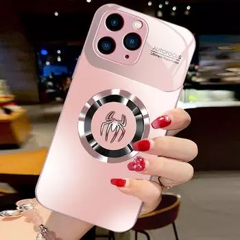 Чехол из металлического стекла с градиентным цветом для iPhone 15 Pro MaxSpider — совместим с серией Apple iPhone 12 Pro Max фиолетовый