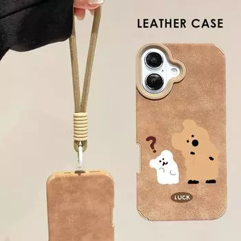 Чехол из милой мультяшной кожи с рисунком собак + ремешок на запястье, защитный чехол из мягкого силикона для iPhone iPhone X золотой