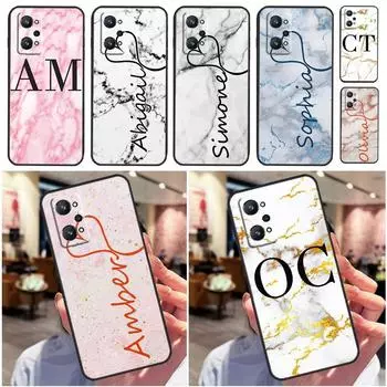 Чехол ИЗ МРАМОРА И РОЗОВОГО ЗОЛОТА с индивидуальным именем для Realme GT Master GT Neo 2 3 3T C11 C15 C25 C21Y C30 C31 C35 8i 8 9 10 Pro Plus Realme C21