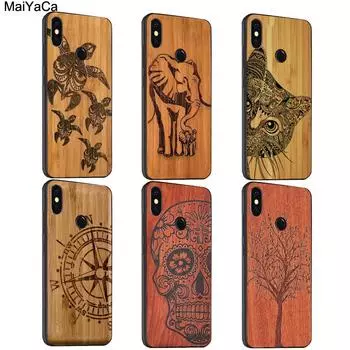Чехол из натурального бамбука с животным принтом для Xiaomi Redmi Note 11 10 9 Pro 9S 10S 9C 9A 9T Mi 11 Lite 11T для POCO X3 Pro F3 M3 M4 Redmi 9