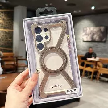 Чехол из натурального титана для iPhone 16 Pro Max, безрамочный, с подставкой, вращающейся на 360°, с магнитным кольцом-подставкой, защитный противоударный чехол для iPhone 15, 14, 13 Samsung Galaxy S24 Ultra чёрный