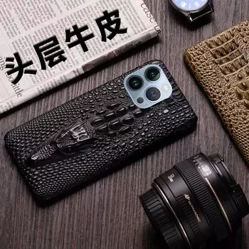 Чехол из натуральной кожи для Apple 14, iPhone 13 Pro, 11 Pro Max, X - дизайн под крокодила, 3D-шпон - цельный iPhone15pro