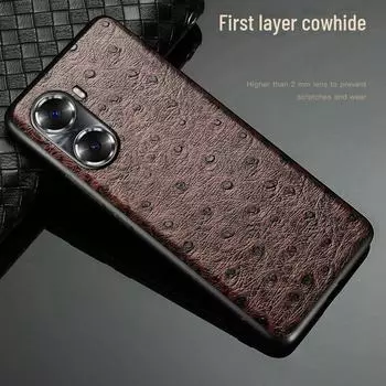 Чехол из натуральной кожи для серии Honor 60 — воловья кожа с рисунком страуса, первоклассная защита Honor 50 красный