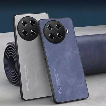 Чехол из натуральной кожи Fibre Skin Feeling для Tecno Spark 20 Pro+ 4G 20C GO 2024, матовый защитный чехол для камеры с мягкой рамкой из ТПУ для Infinix Note 40 Pro Hot 40i 40pro For Spark20 Pro Plus чёрный