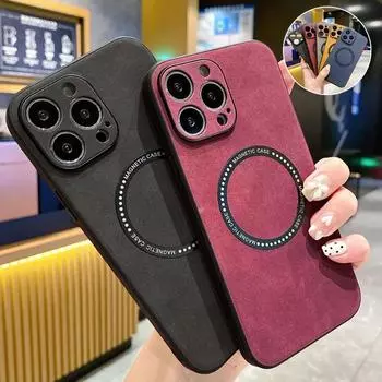 Чехол из овчины для Magsafe, магнитный чехол с беспроводной зарядкой для Iphone 13 12 Pro Xs Max X Xr 11 14 Pro Max Plus, чехол-бампер for iPhone X красный