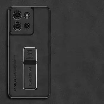 Чехол из овчины для Moto Edge 60 Fusion Edge60 Stylus 50 40 NEO Матовый с подставкой Защита Силиконовая рамка Задняя крышка For Edge 60 Fusion чёрный