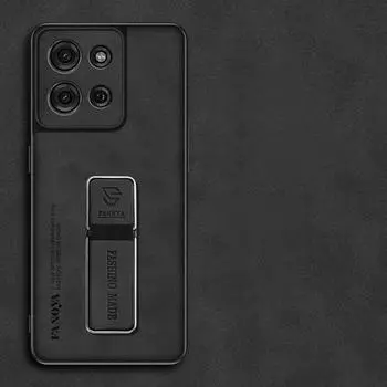 Чехол из овчины для Moto G75 5G G85 G55 G35 G45 G15 G05 G34 E15 матовый держатель подставки защитная силиконовая рамка задняя крышка For Moto G55 5G чёрный