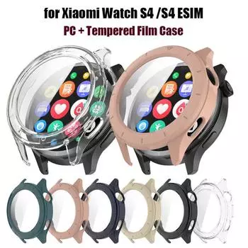Чехол из ПК + закаленной пленки для Xiaomi Watch S4 /S4 ESIM Smart Watch Защитная пленка для экрана Сменная оболочка Xiaomi WatchS4 Xiaomi Watch S4 зелёный